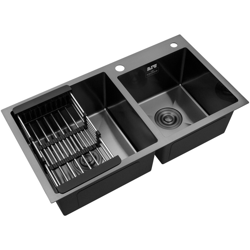 Кухонная мойка Kroner KRP Schwarze - 7843ZHM PVD (3.0/1.0 мм)