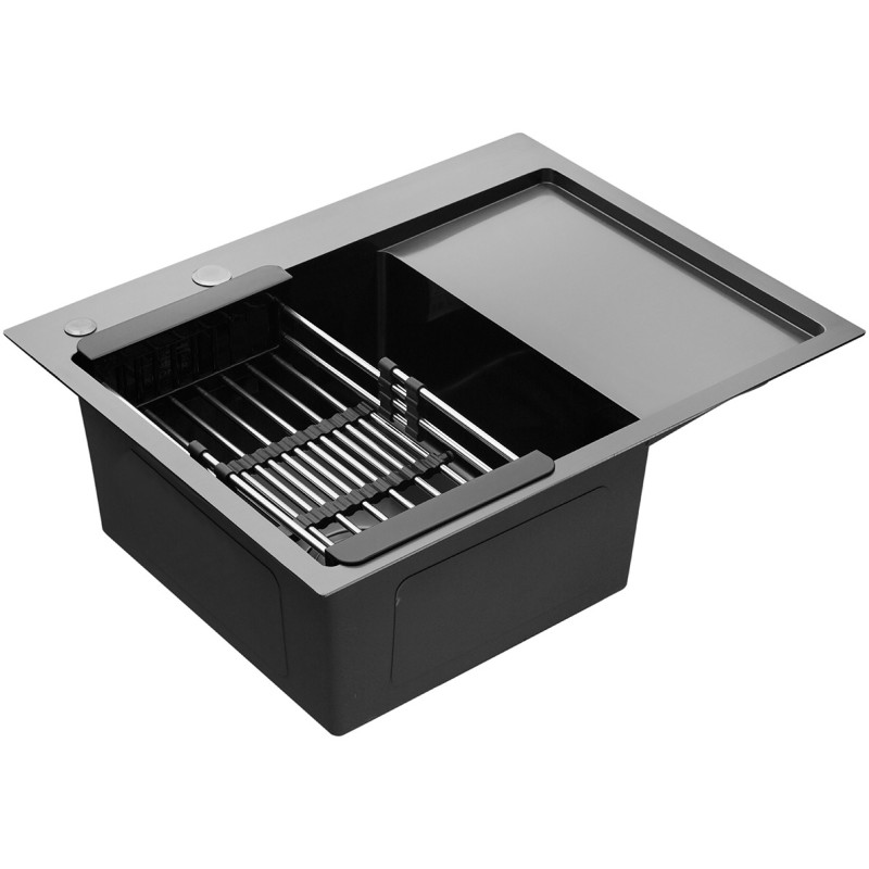 Кухонная мойка Kroner KRP Schwarze - 6350LHM PVD (3.0/1.0 мм)