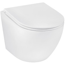 Унитаз подвесной безободковый Kroner Harz WHI493736 RIMLESS с сиденьем Slim Duroplast / Soft-close / Quick relase (KH493736WHIR)
