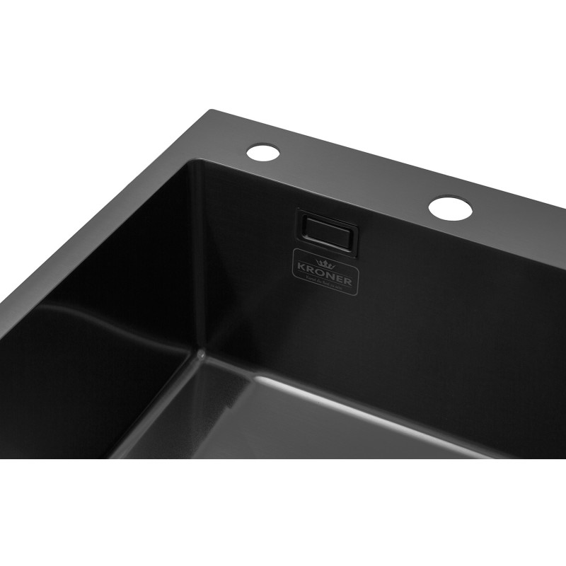 Комплект кухонна мийка Kroner Schwarze-7848LHM PVD + змішувач Edelstahl Klassisch-PVD03817BLK + дозатор Spender-026