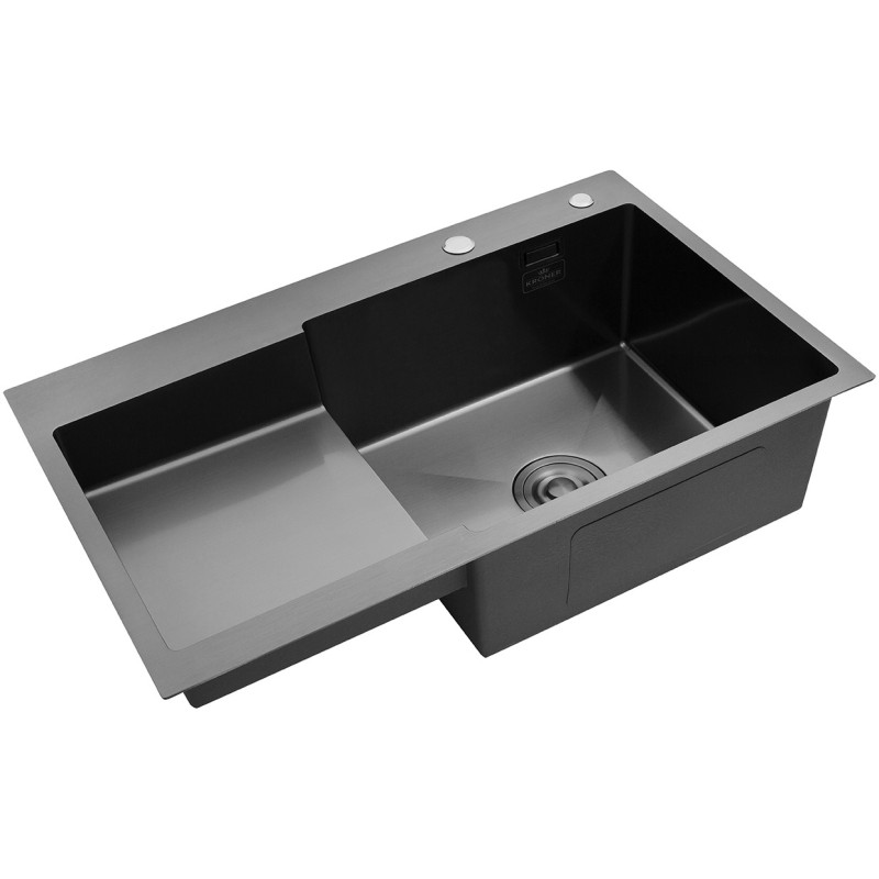 Комплект кухонна мийка Kroner Schwarze-7848RHM PVD + змішувач Edelstahl Klassisch-SCH035PVD + дозатор Spender-SCH049