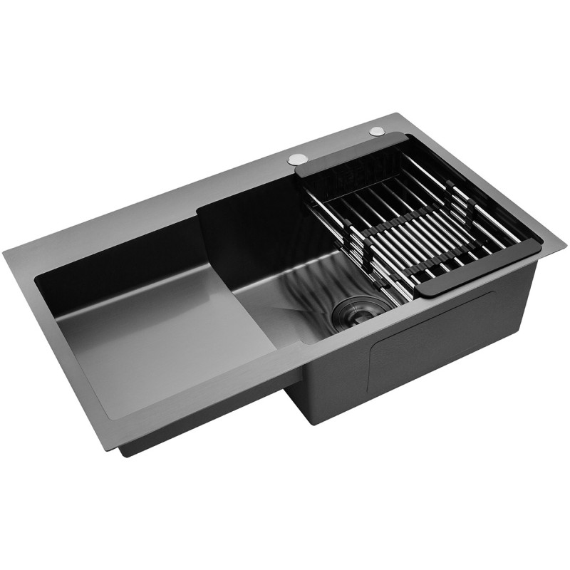 Комплект кухонна мийка Kroner Schwarze-7848RHM PVD + змішувач Edelstahl Klassisch-SCH035PVD + дозатор Spender-SCH049