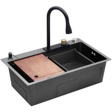 Кухонна мийка Kroner KRP Schwarze - SET7546HM PVD (3.0/0.7 мм)