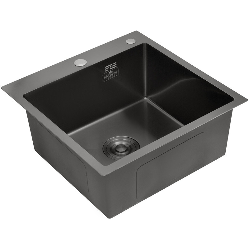 Комплект кухонная мойка Kroner Schwarze-4545HM PVD + смеситель Edelstahl Klassisch-SCH035PVD + дозатор Spender-026