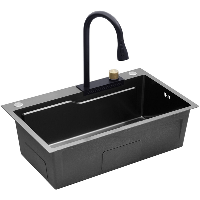 Кухонная мойка Kroner KRP Schwarze - SET7546HM PVD (3.0/0.7 мм)