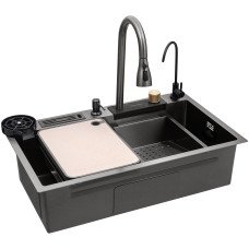 Кухонна мийка Kroner KRP Schwarze - SET7545NB PVD (3.0/0.8 мм)