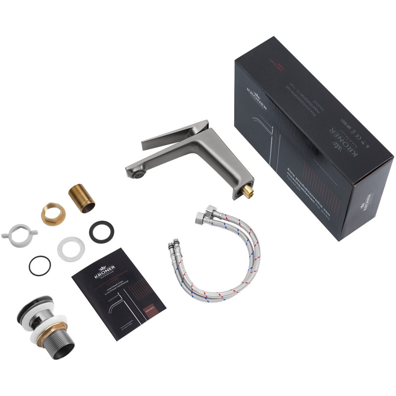 Смеситель для раковины Kroner KRP Ersel - GRP0111BV с донным клапаном
