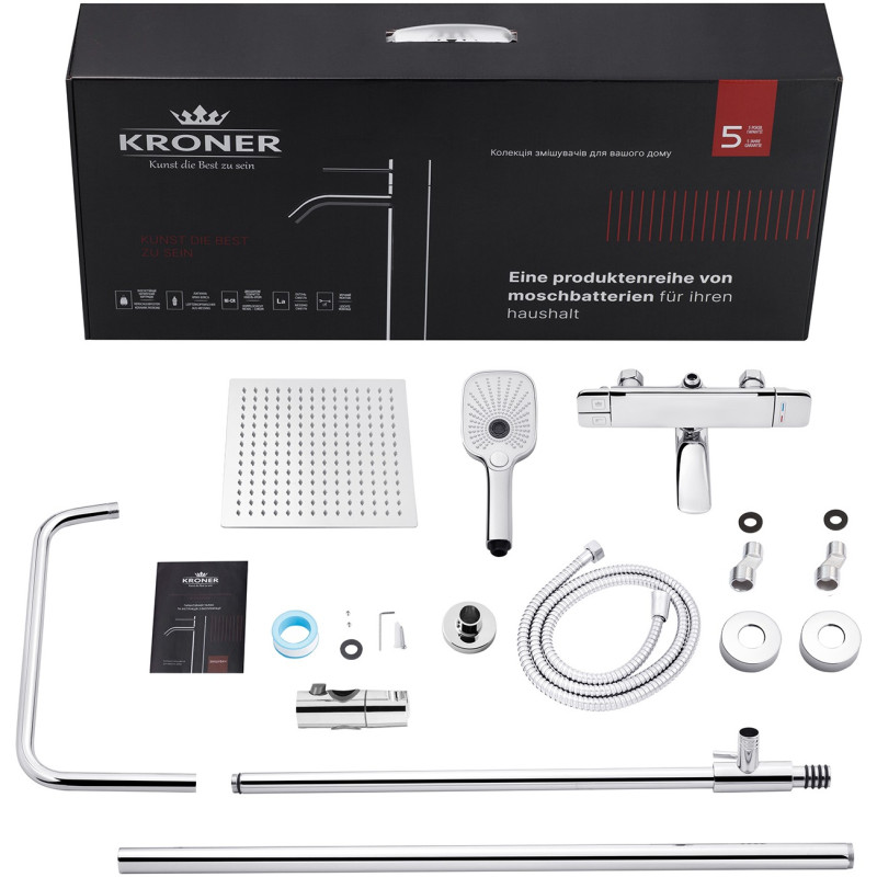 Набор 2 в 1 душова система Kroner Makon-C063 + змішувач Makon-C010