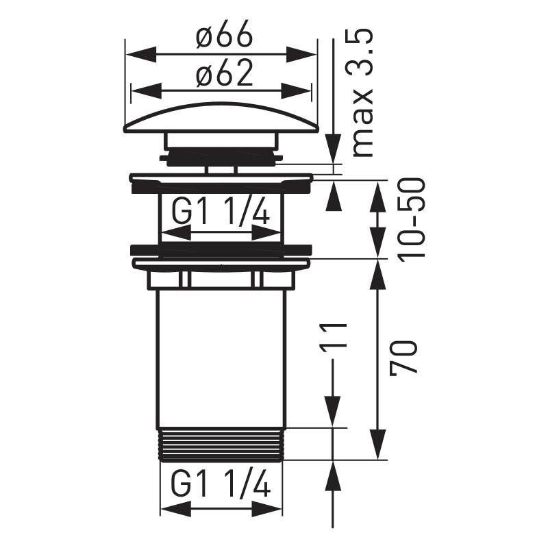 Донный клапан Ferro ROTONDO S285B-BL-B черный