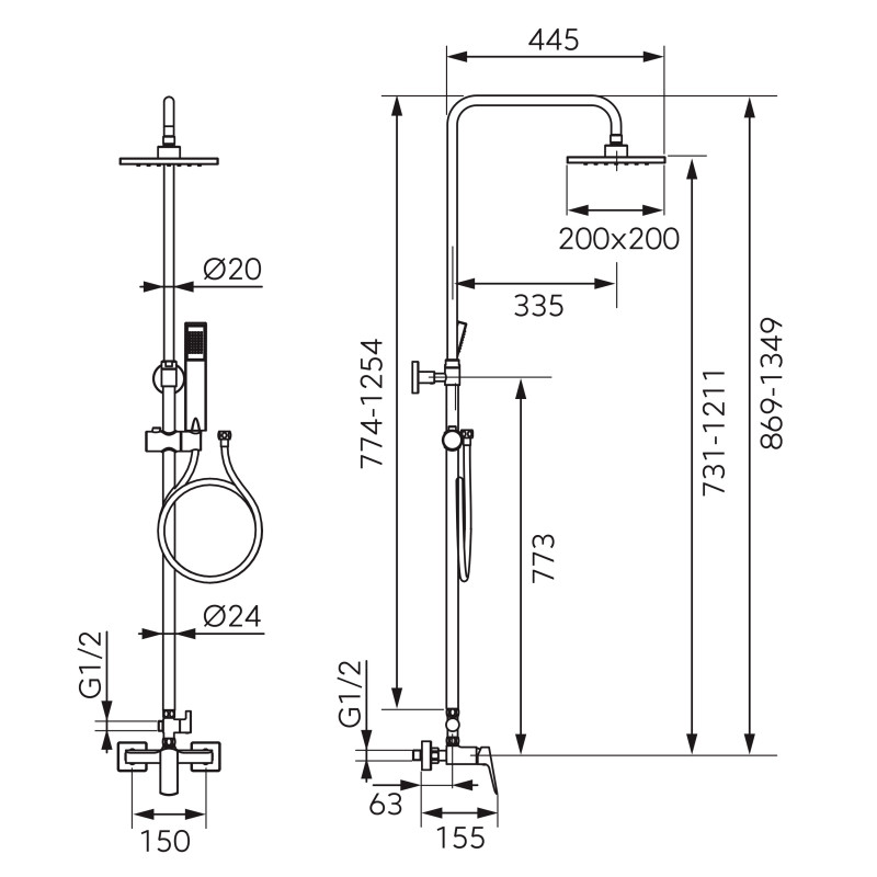 Душевая система Ferro Vitto VerdeLine NP81-BVI7UVL
