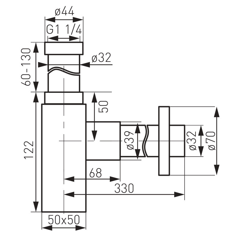 Сифон для раковини Ferro Quadro S280-BL чорний