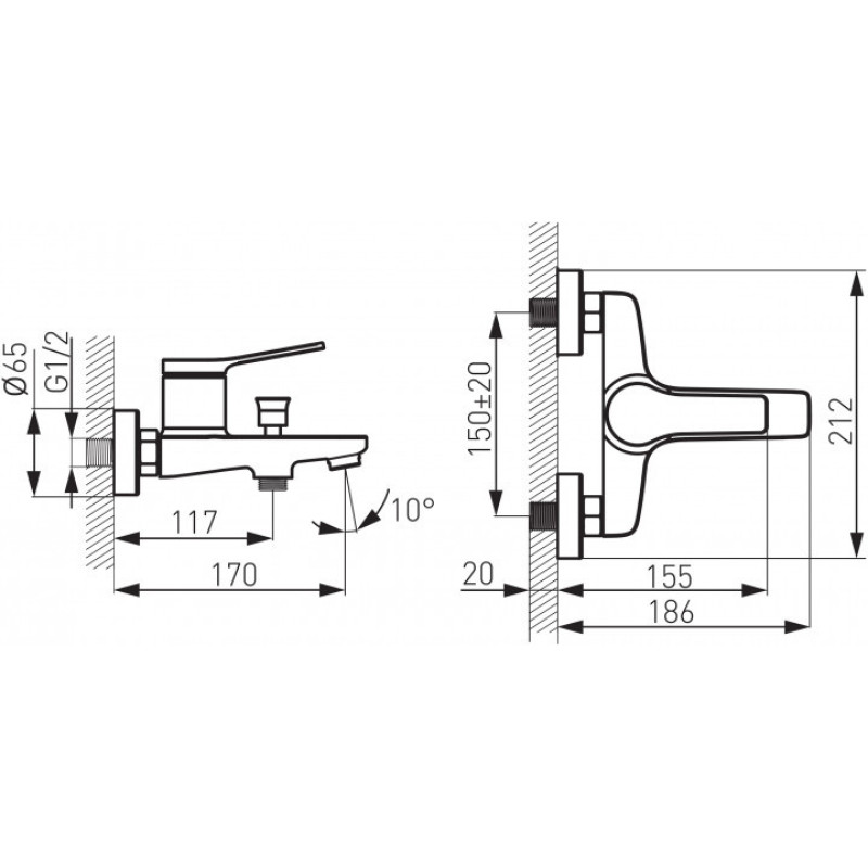 Смеситель для ванны FERRO Stratos Black BSC1BL