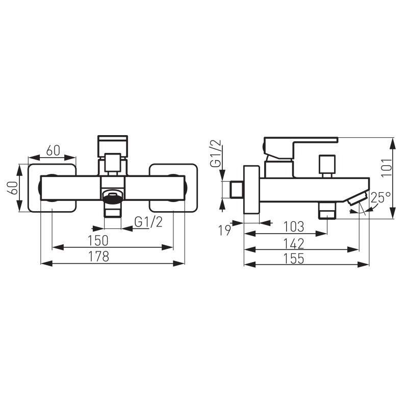 Змішувач для ванни FERRO ZICCO BLACK BZI1BL
