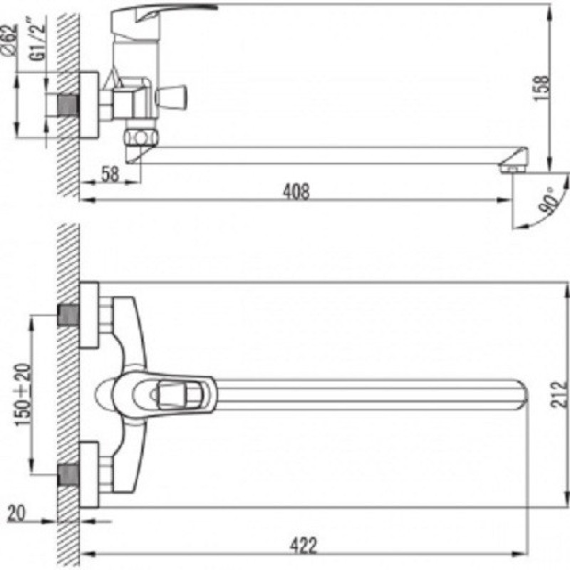 Смеситель для ванны с длинным изливом Ferro Fosca BFA5A