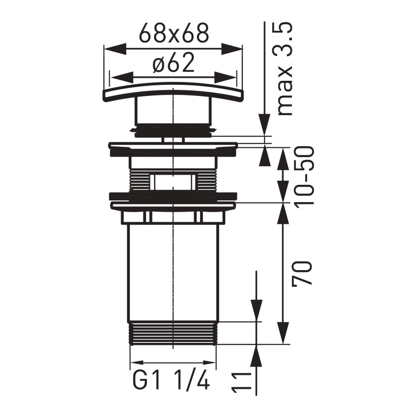 Донний клапан Ferro Quadro S284-BL-B чорний
