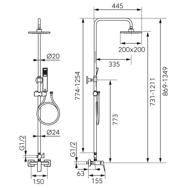 Душевая система Ferro Vitto VerdeLine NP81-BVI7UVL-BL черная