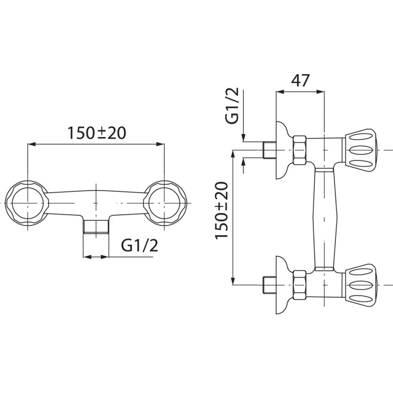 Смеситель для душа двухвентильный Ferro Standart BST77