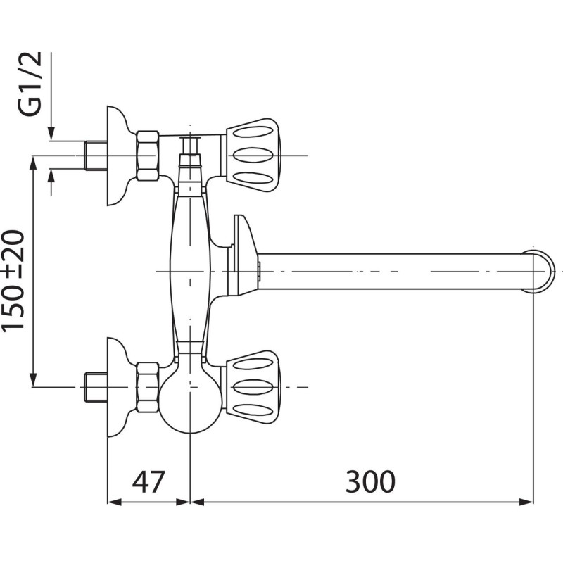 Смеситель для ванны двухвентильный с длинным изливом Ferro Standart BST11A