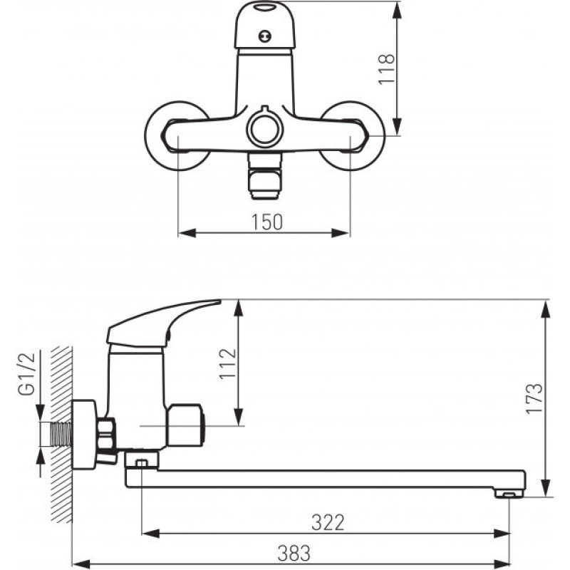 Смеситель для ванны FERRO ONE с душевым гарнитуром (BFO5A+N340)