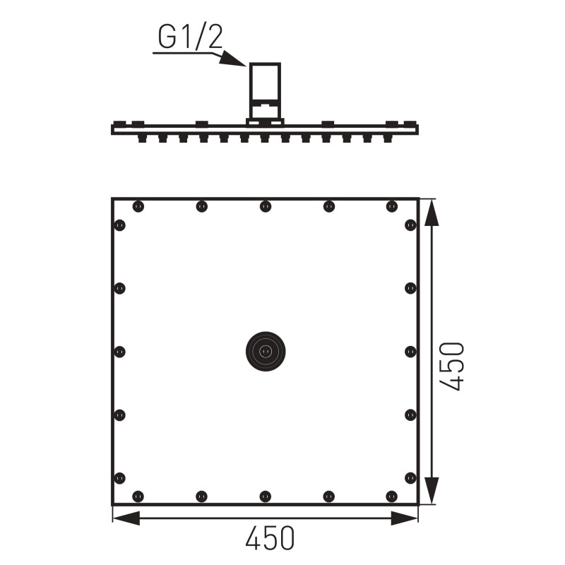 Верхній душ FERRO NIAGARA 450x450 RUPV / 244.0