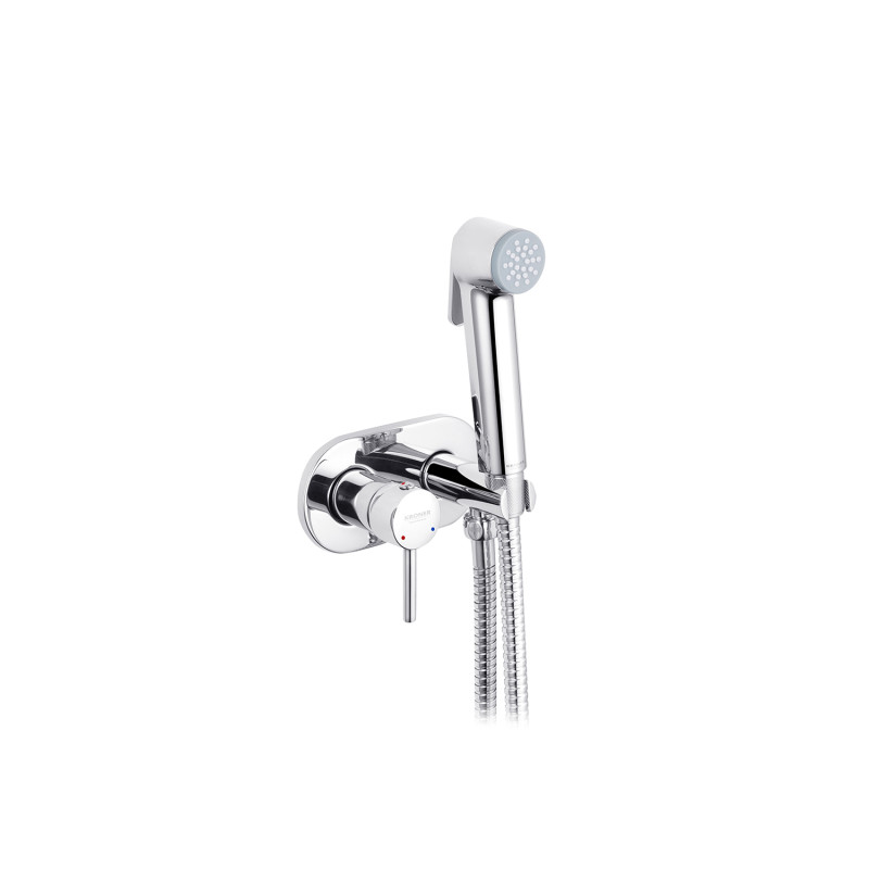 Унитаз подвесной Kroner Armada WHI513636 RIMLESS безобедочный + Смесители с гигиеническим душем Kroner KRP Bidet - C086