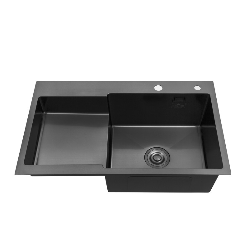  Набор 3 в 1 кухонная мойка Kroner KRP PVD Schwarze - 7848RHM + смеситель Kroner KRP Graz - GRP03815 + дозатор