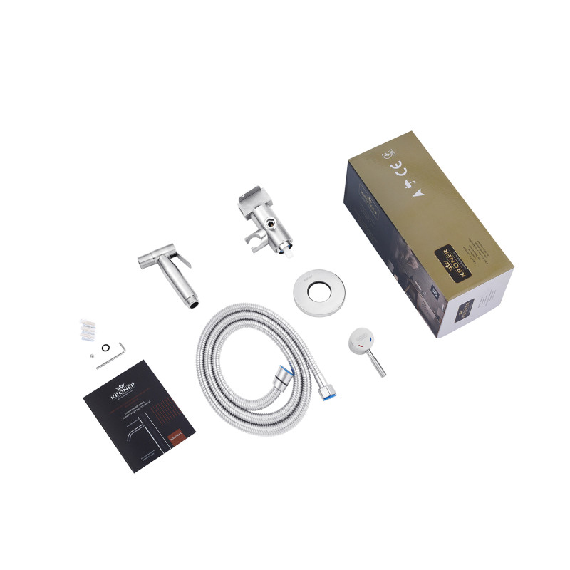 Унитаз подвесной Kroner Armada WHI513636 RIMLESS безобедочный + Смесители с гигиеническим душем Kroner KRP Edelstahl Klassisch - ESG053