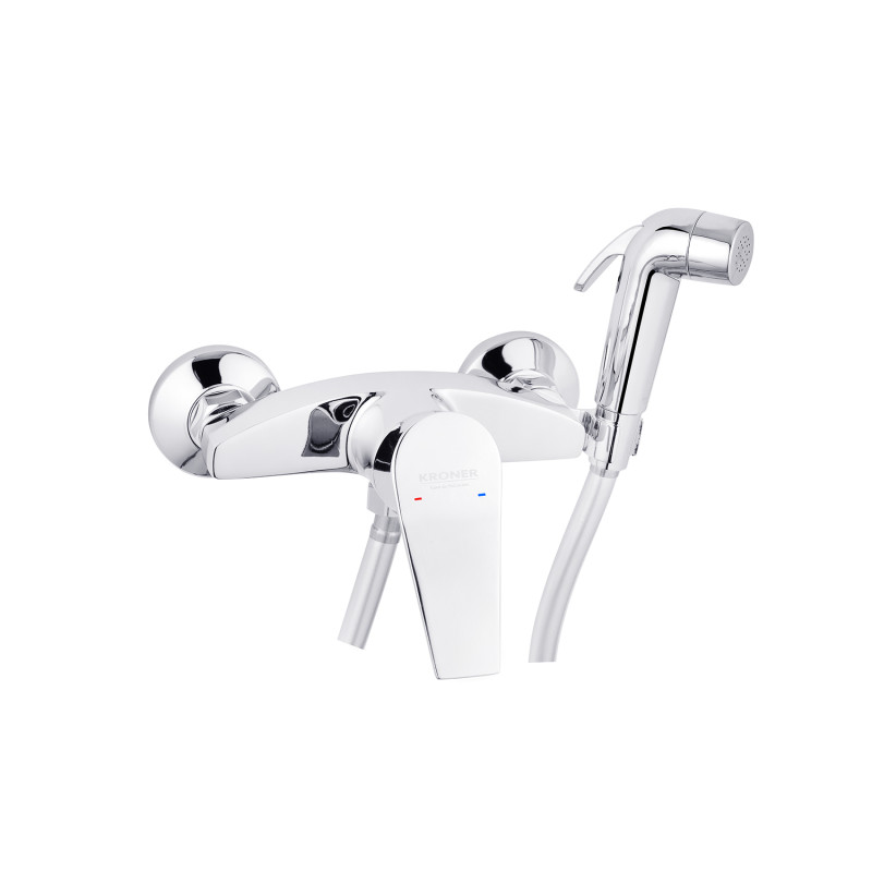 Унитаз подвесной Kroner Armada WHI513636 RIMLESS безобедочный + Гарнитур для гигиенического душа наружного монтажа Kroner KRP Enzo - C052