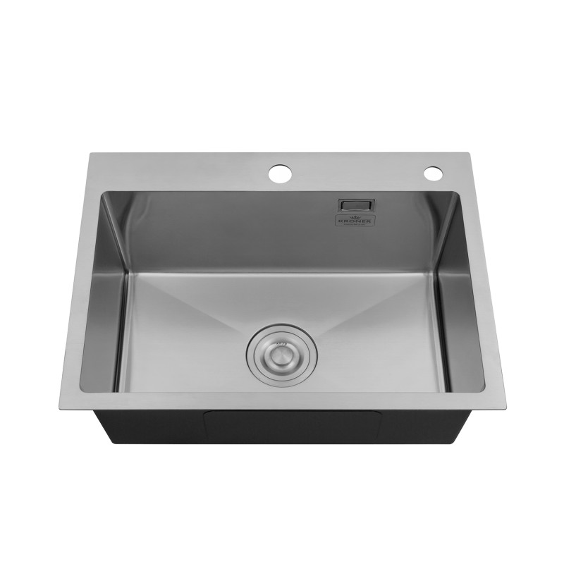 Набор 3 в 1 кухонная мойка Kroner KRP Gebürstet-5843HM+ смеситель для кухни Kroner KRP Küche-C031GRA+дозатор