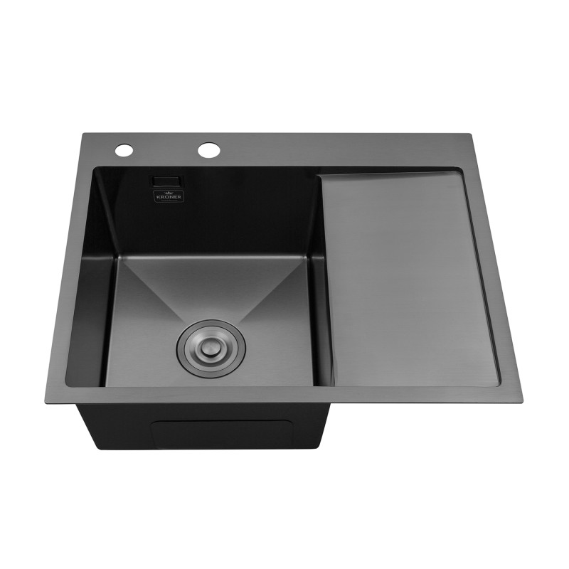 Набор 3 в 1 кухонная мойка Kroner KRP Schwarze - 6350LHM PVD + смеситель для кухни Kroner KRPё Edelstahl Klassisch - PVD03917 + дозатор