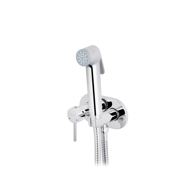 Унитаз подвесной Kroner Armada WHI513636 RIMLESS безобедочный + Смесители с гигиеническим душем Kroner KRP Bidet - C086