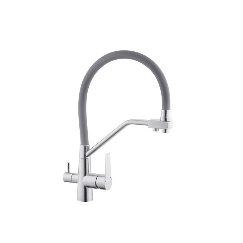  Набор 3 в 1 кухонная мойка Kroner Derby KRP Brush-5050HM+ смеситель для кухни Kroner KRP Edelstahl Klassisch-ESG03817GRA+дозатор