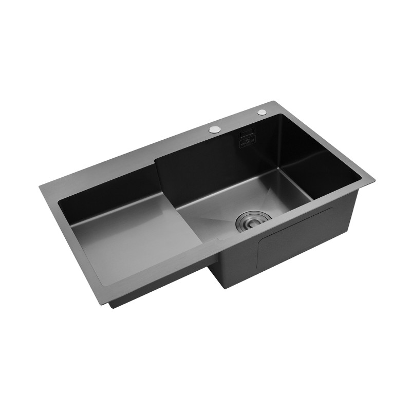  Набор 3 в 1 кухонная мойка Kroner KRP PVD Schwarze - 7848RHM + смеситель Kroner KRP Graz - GRP03815 + дозатор