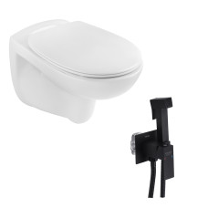 Унитаз подвесной Kroner KRP-A534UF Rimless 410х355х555 мм + Смесители с гигиеническим душем Kroner KRP Edelstahl Kubus - SCH053