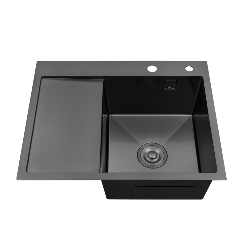  Набор 3 в 1 кухонная мойка Kroner KRP Schwarze - 6350RHM PVD + смеситель Kroner KRP Graz - GRP03815 + дозатор