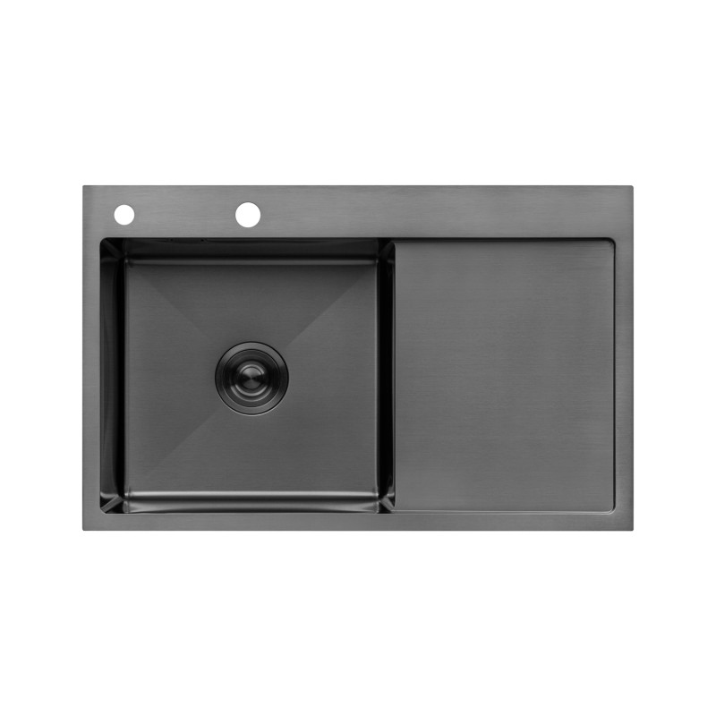  Набор 3 в 1 кухонная мойка Kroner KRP Schwarze - 7849LHM PVD + смеситель Kroner KRP Graz - GRP03815 + дозатор