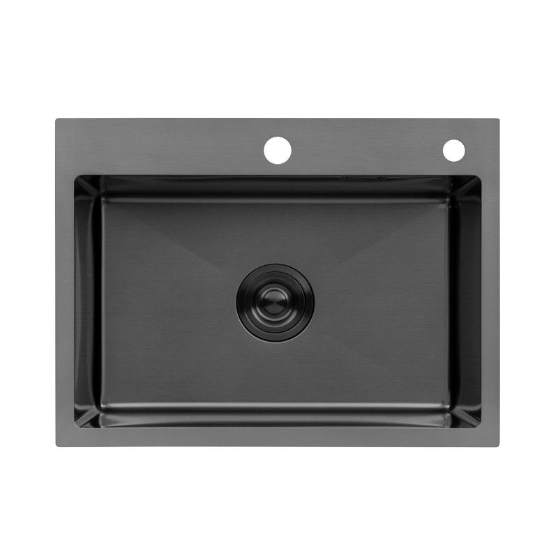  Набор 3 в 1 кухонная мойка Kroner KRP Schwarze - 5843HM PVD + смеситель для кухни Kroner KRP Edelstahl Klassisch - PVD03915 + дозатор