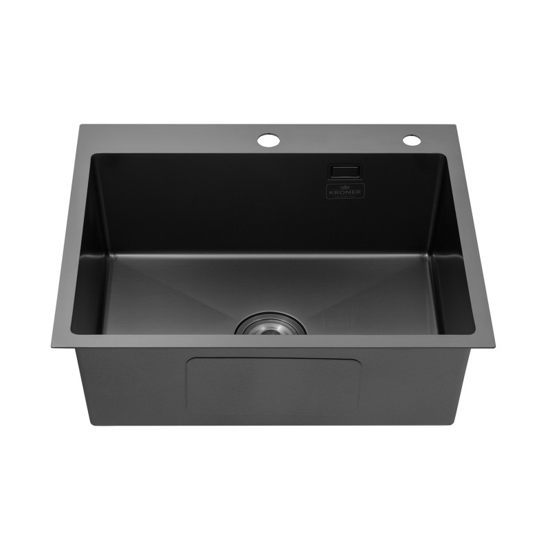  Набор 3 в 1 кухонная мойка Kroner KRP Schwarze - 6050HM PVD + смеситель для кухни Kroner KRP Edelstahl Klassisch - PVD03918 + дозатор