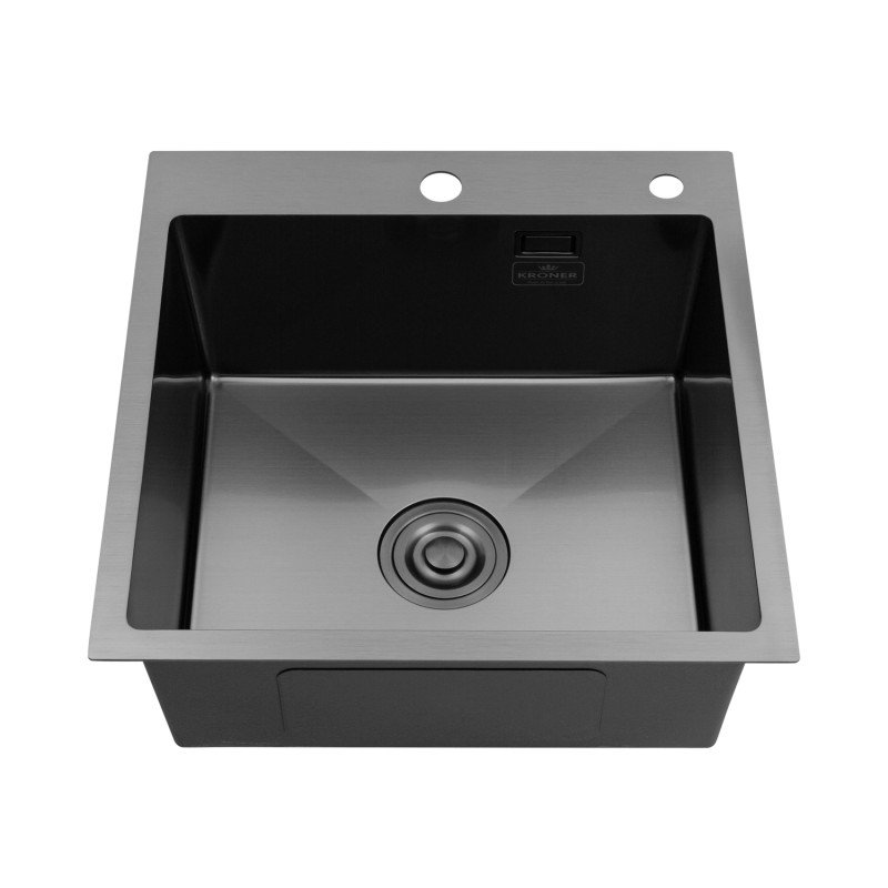  Набор 3 в 1 кухонная мойка Kroner KRP Schwarze - 5050HM PVD + смеситель для кухни Kroner KRPё Edelstahl Klassisch - PVD03917 + дозатор