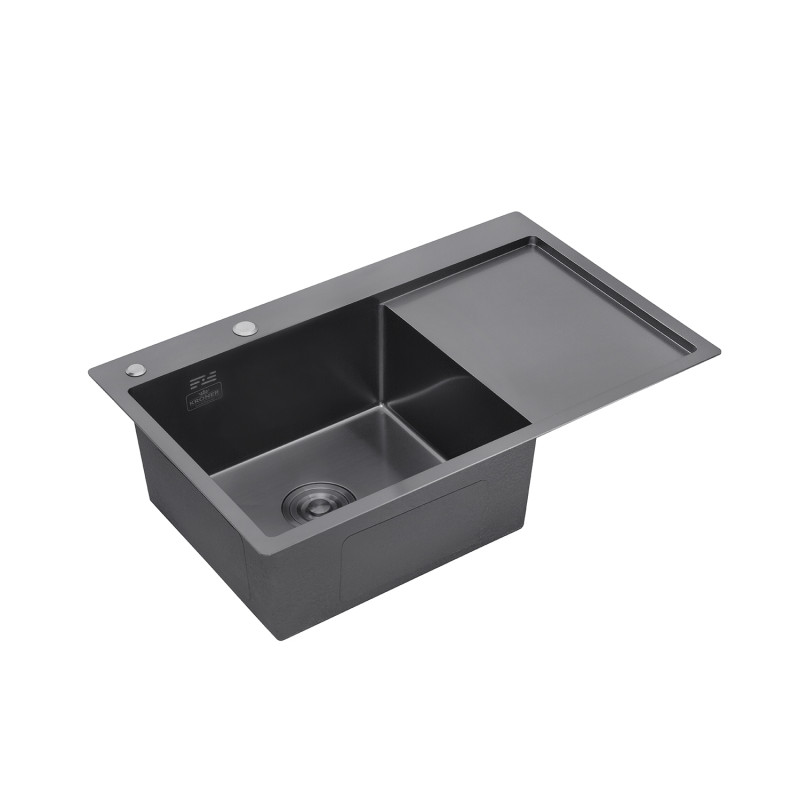  Набор 3 в 1 кухонная мойка Kroner KRP Schwarze - 7849LHM PVD + смеситель Kroner KRP Graz - GRP03815 + дозатор