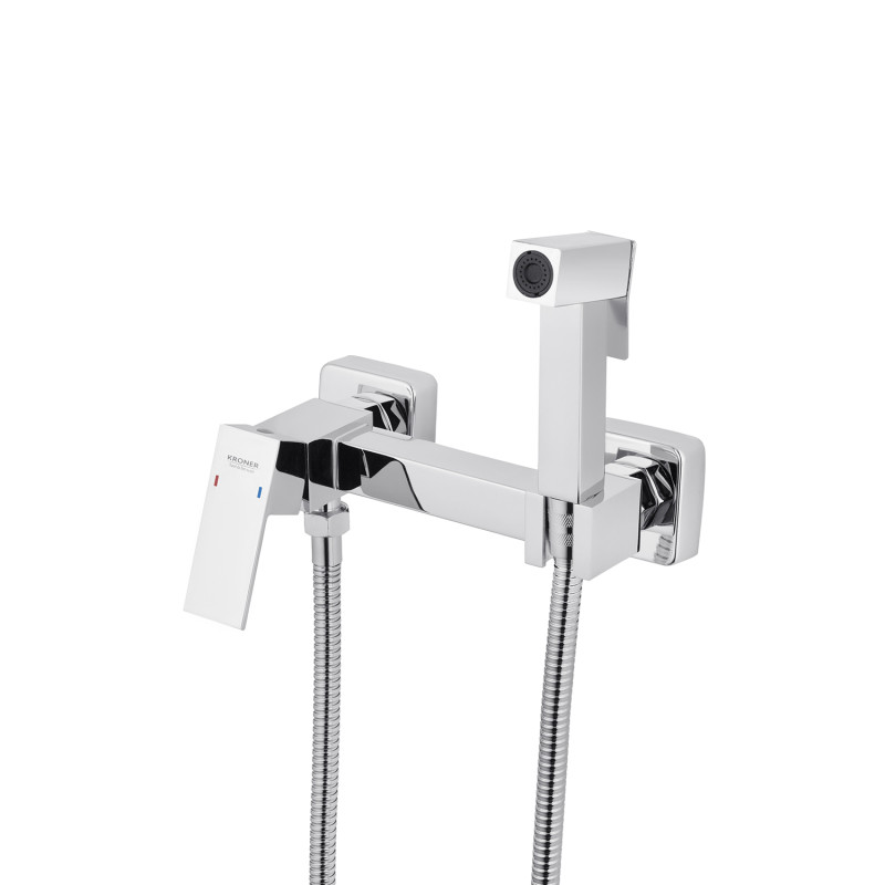 Унитаз подвесной Kroner KRP - A534UF Rimless 410х355х555 мм + Смеситель для биде Kroner KRP Edelstahl Kubus - CHR052 с гигиеническим душем