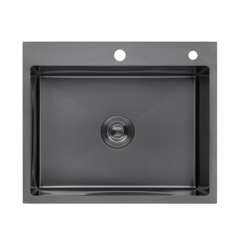  Набор 3 в 1 кухонная мойка Kroner KRP Schwarze - 6050HM PVD + смеситель для кухни Kroner KRPё Edelstahl Klassisch - PVD03917 + дозатор