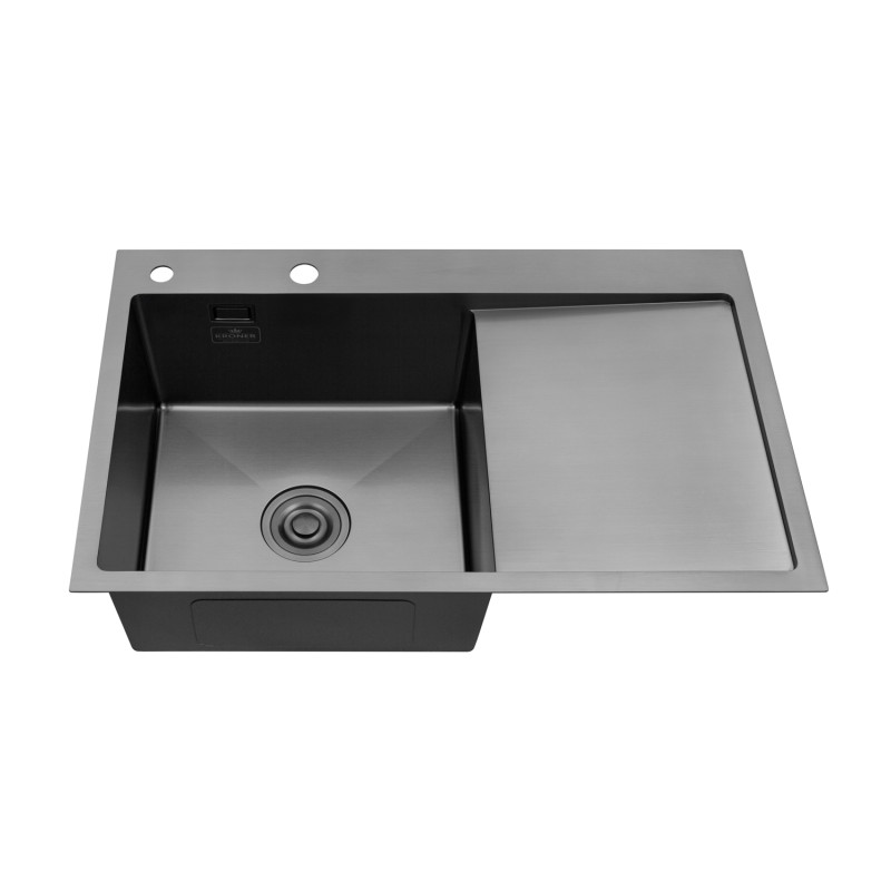  Набор 3 в 1 кухонная мойка Kroner KRP Schwarze - 7849LHM PVD + смеситель Kroner KRP Graz - GRP03815 + дозатор