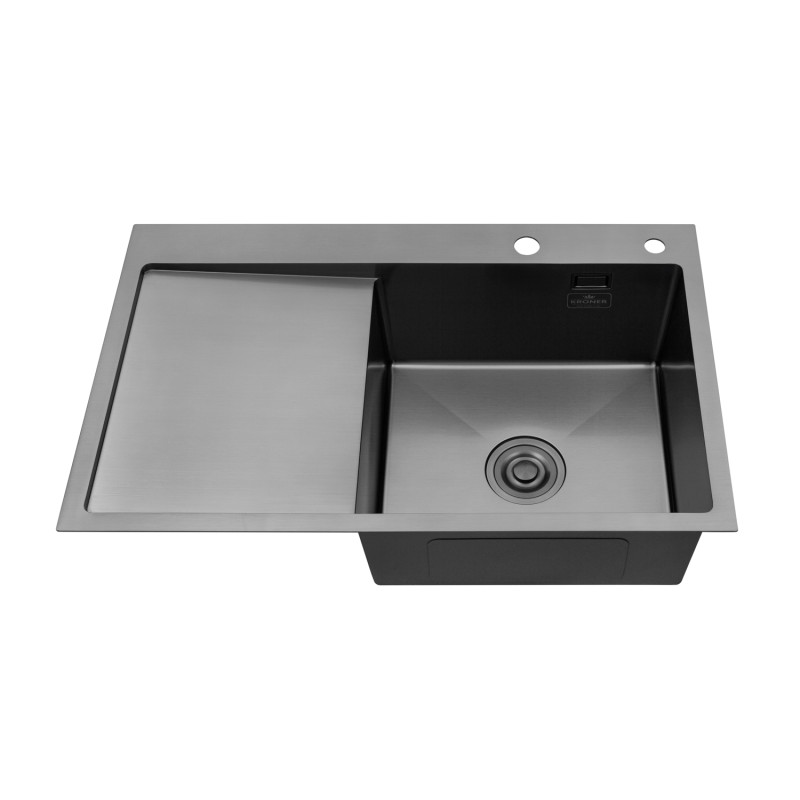 Набір 3 в 1 кухонна мийка Kroner KRP Schwarze - 7849RHM PVD + змішувач для кухні Kroner KRP Edelstahl Klassisch - PVD03916 сенсорний + дозатор