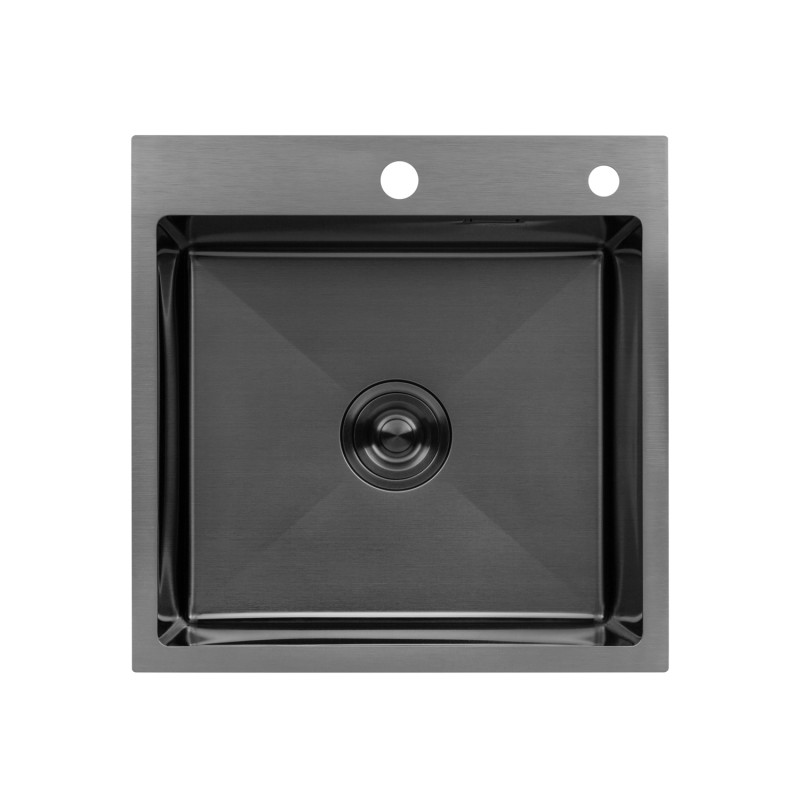  Набор 3 в 1 кухонная мойка Kroner KRP Schwarze-5050HM PVD+ смеситель для кухни Kroner KRP Edelstahl Klassisch-PVD03918+дозатор