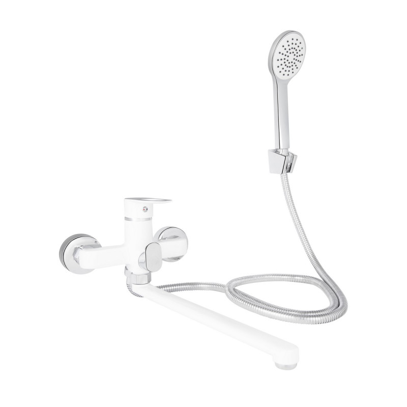 Набор 2 в 1 Смеситель для раковины Lidz Latwa White + Смеситель для ванны Lidz Latwa 005 White