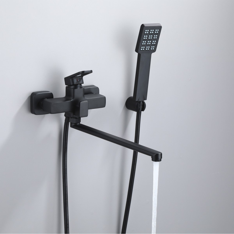 Набор 2 в 1 Смеситель для раковины Lidz Wawel Black + Смеситель для ванны Lidz Wawel 005Black