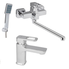 Набор 2 в 1 Смеситель для раковины Lidz Wawel Chrome + Смеситель для ванны Lidz Wawel 005 Chrome