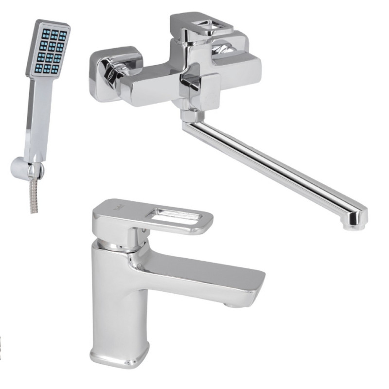 Набор 2 в 1 Смеситель для раковины Lidz Wawel Chrome + Смеситель для ванны Lidz Wawel 005 Chrome