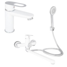 Набор 2 в 1 Смеситель для раковины Lidz Latwa White + Смеситель для ванны Lidz Latwa 005 White